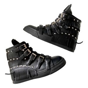 Giuseppe Zanotti Black Fringe Buckle Boots
